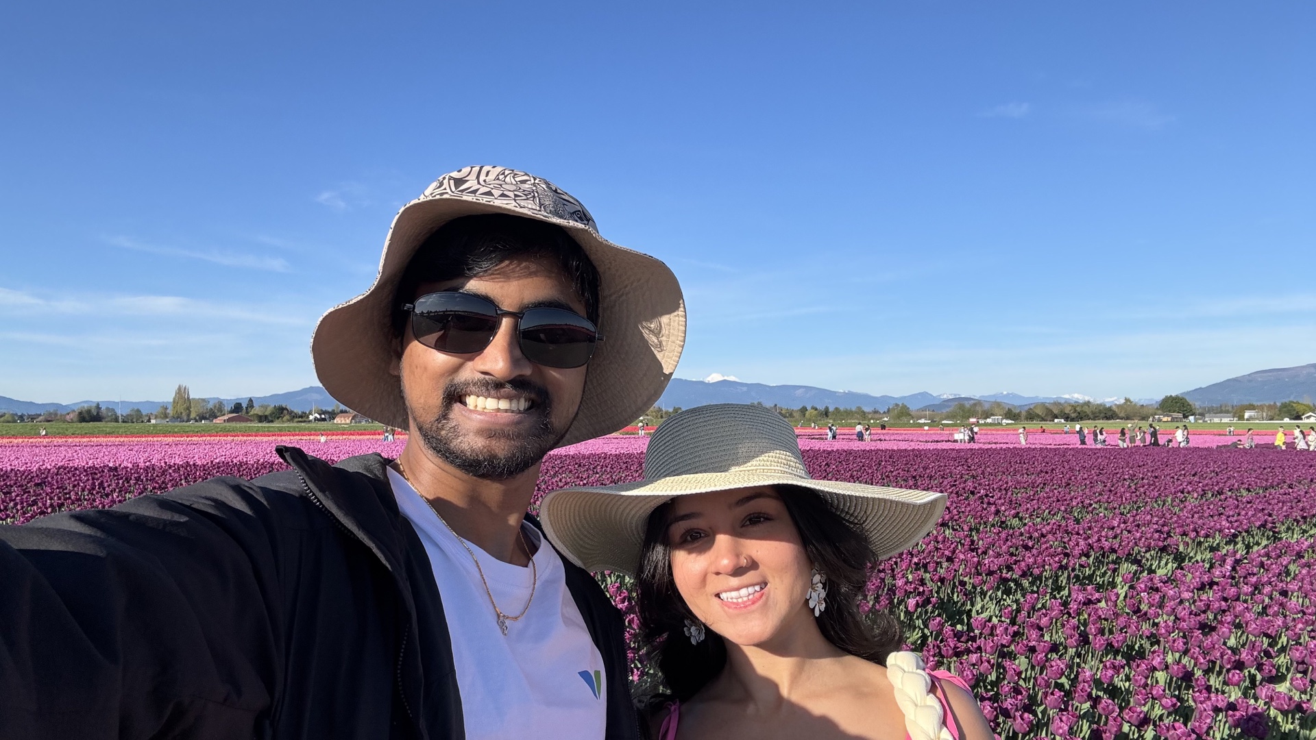 Naga and Lata together in a tulip field